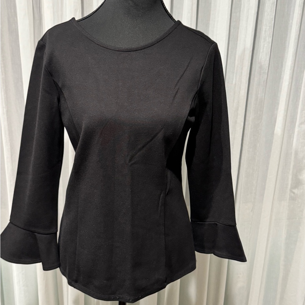 Talbots Black Flared Sleeve Blouse